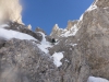 Felsige Passage am Start der Rinne