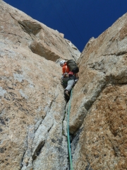 Benni in der 3. Länge der Route Kohlmann