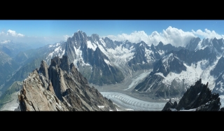 Blick von der Plan zur Aig. Vert und Leschaux Gletscher