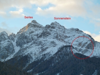 Blick von Mieders zu den Eisfällen